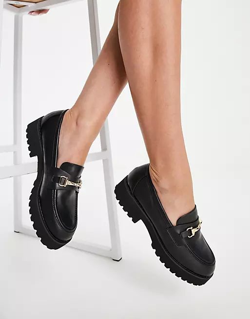 RAID Empire chunky loafers with gold trim in black | ASOS (Global)