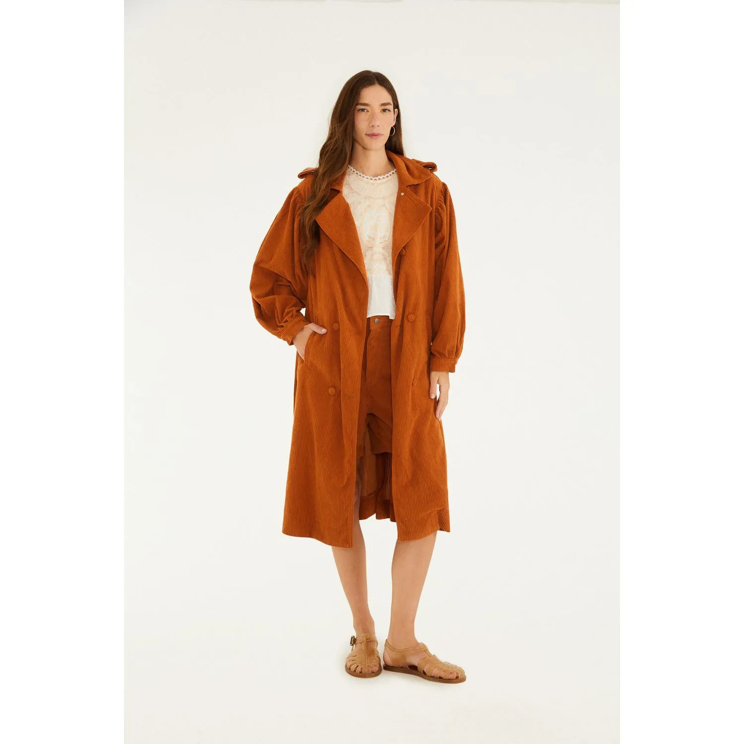 Trench Coat Veludo Cotelê Marrom | Farm Rio (BR)