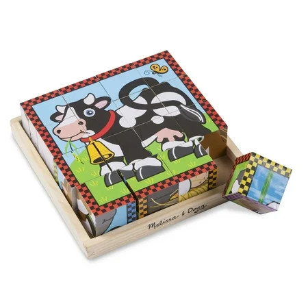 Melissa & Doug Farm Cube Puzzle (Preschool Kids, Six Puzzles in One, Sturdy Wooden Construction, ... | Walmart (US)