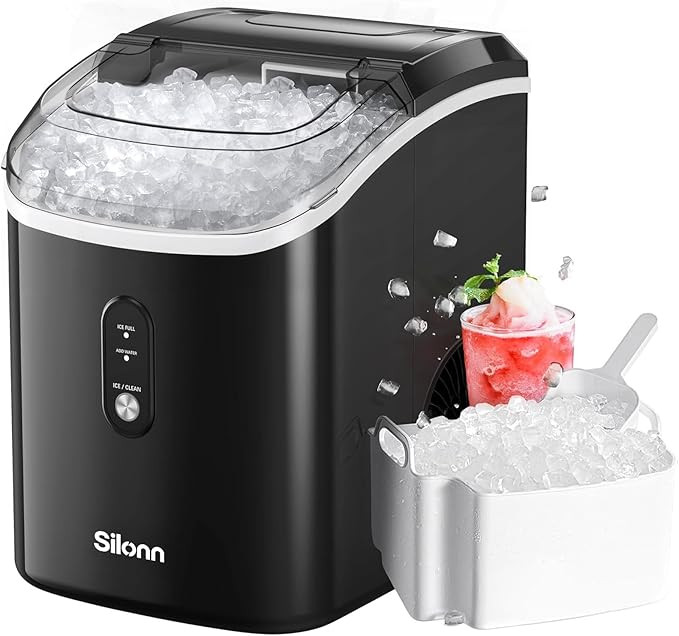 Nugget Ice Maker Countertop, Silonn Chewable Pellet Ice Machine with Self-Cleanin Function, 33lbs... | Amazon (US)