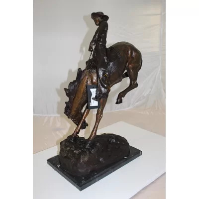 Outlaw Remington Bronze Statue, Chicago Cowboy on Bucking Horse Rare Collectible, 19"L x 10"W x 26"H | Wayfair North America