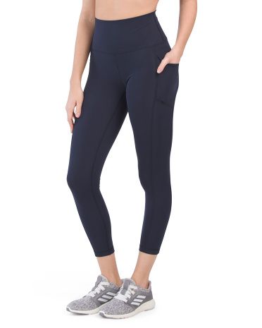 Lux Elastic Free Waistband Ankle Leggings With Side Pockets | TJ Maxx