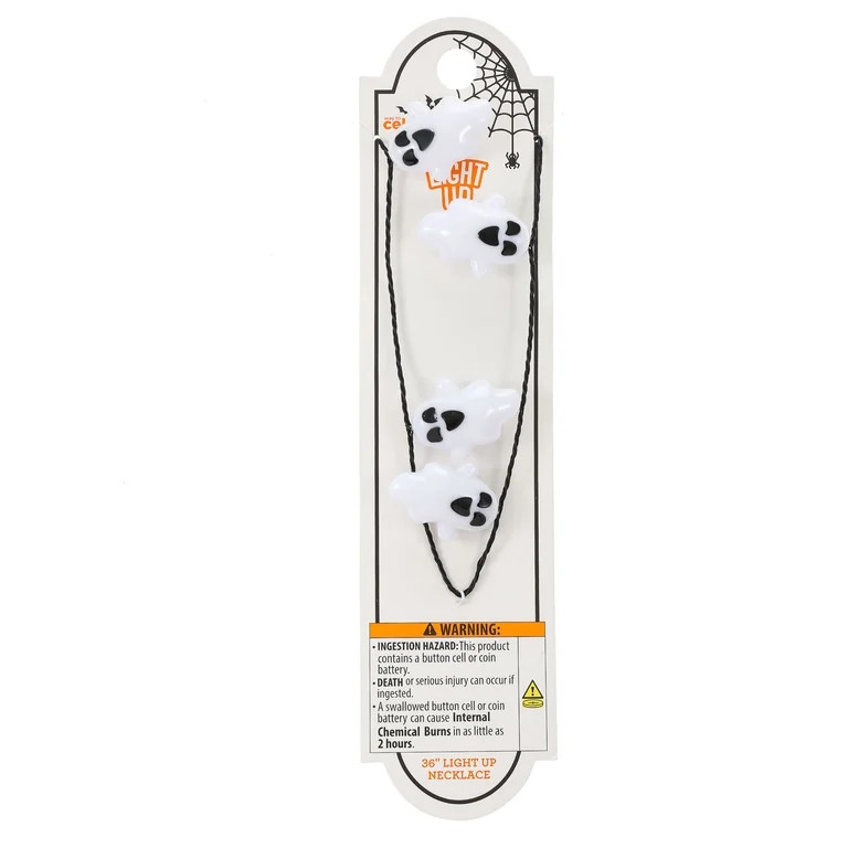 Way to Celebrate Ghost Light-Up Halloween Necklace, 1 Piece | Walmart (US)