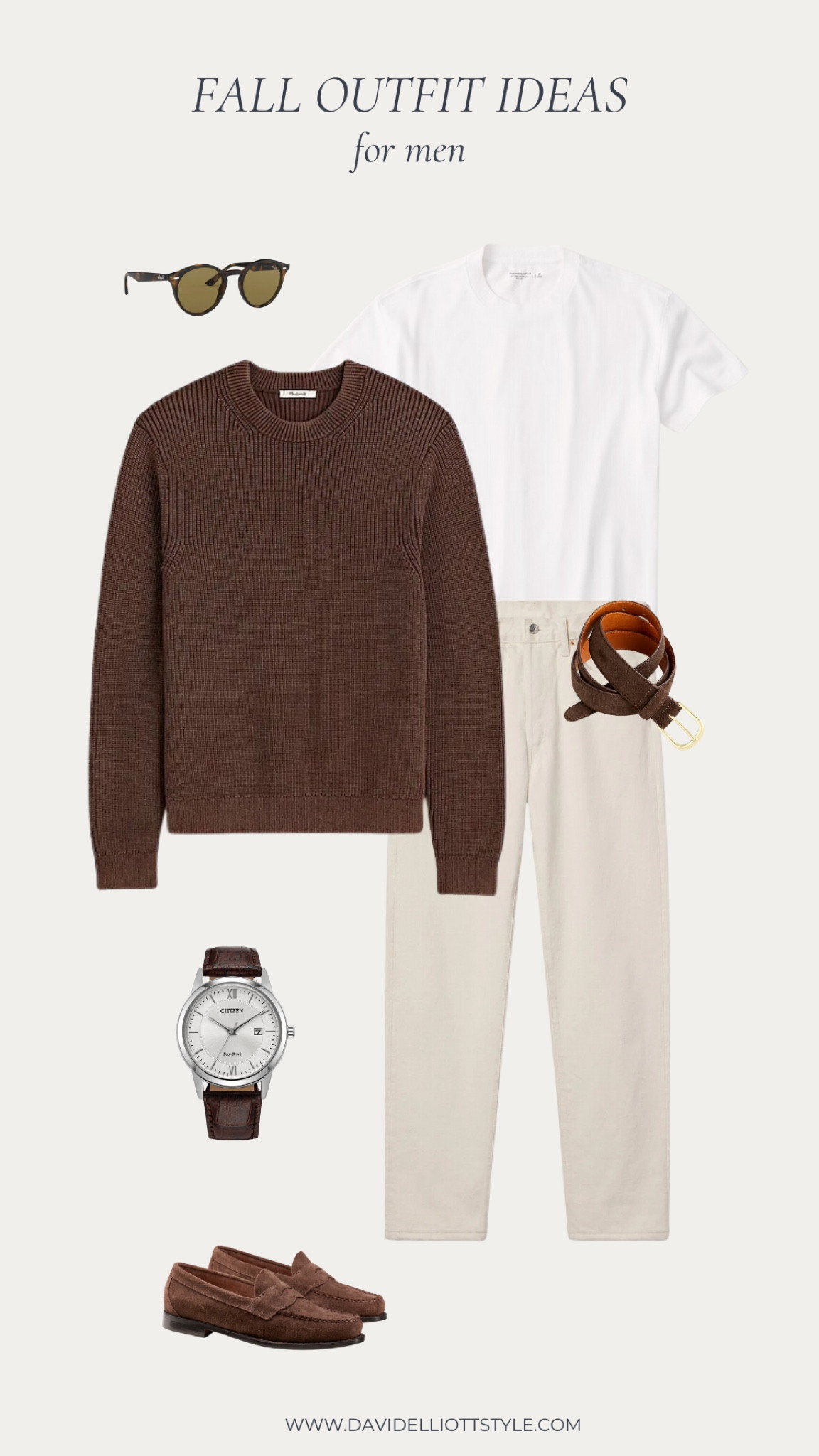 Smart casual styling for brown sweater.

#LTKMens