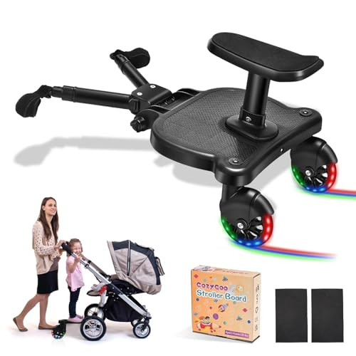 CozyGoo Universal Stroller Board, 2 LED Lighted Wheels and Detachable Seat, Sit and Stand Stroller Glider Board, Buggy Board for 99% of Strollers, Holds Children Up to 55lbs | Amazon (US)
