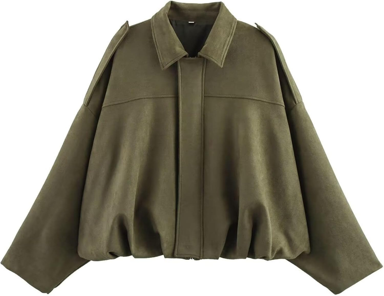 Xunger Women's Faux Suede Bomber Jacket Spring Lapel Pilot Coat Casual Oversized Long Sleeves Trendy Streetwear Outerwear | Amazon (US)