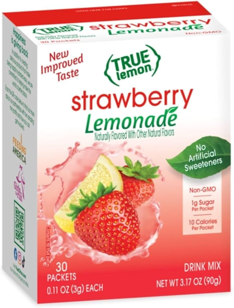 True Lemon Strawberry Lemonade 30ct (Pack of 1) - Drink Mix - No Artificial Sweeteners, Low Calor... | Amazon (US)