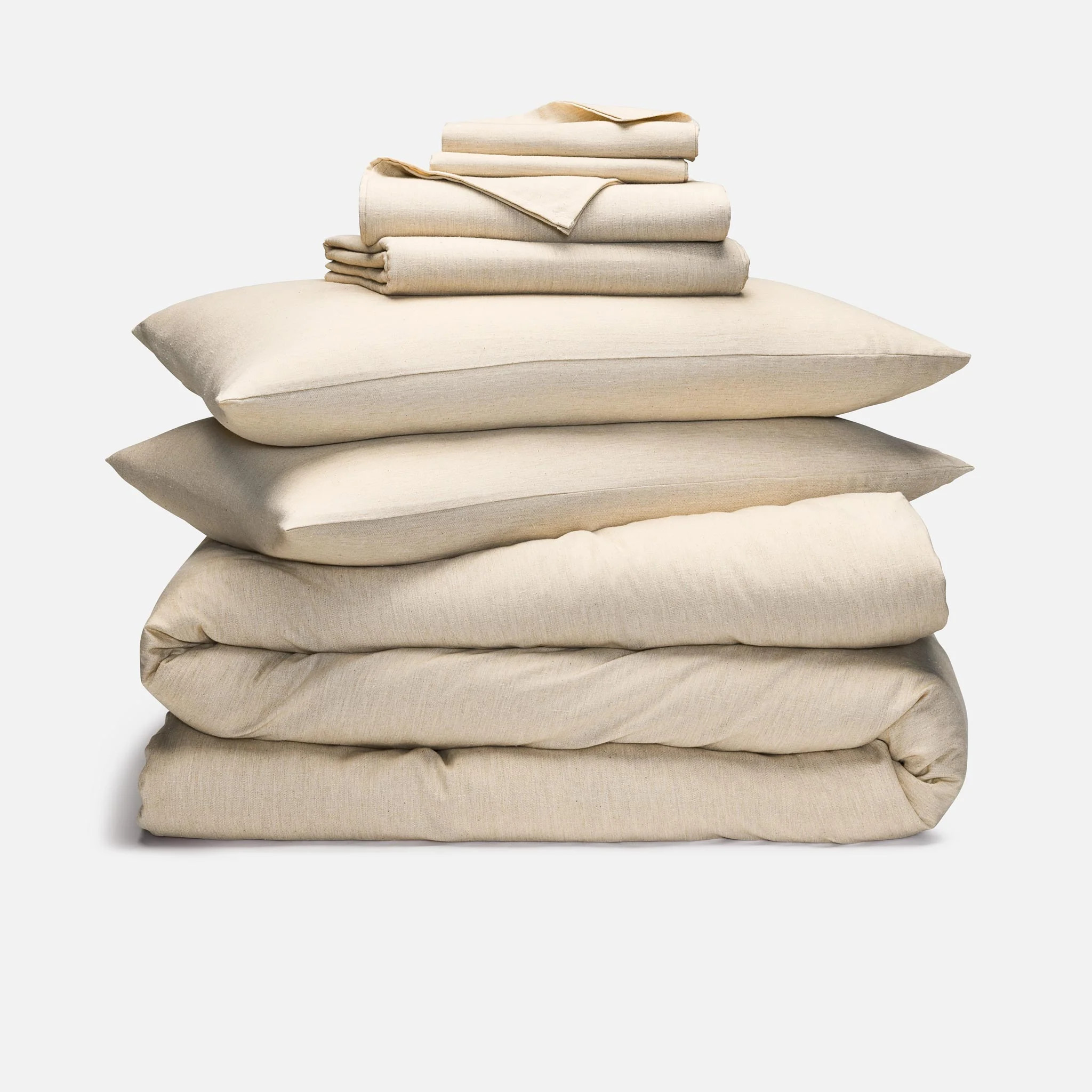 Brooklinen Brushed Flannel Hardcore Sheet Bundle size Queen in Speckled Oat | Brooklinen