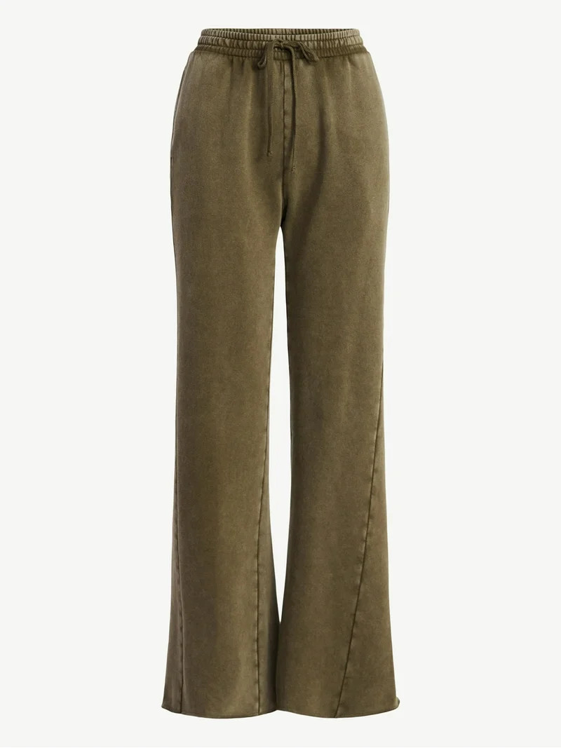 Scoop Women’s Mineral Washed Fleece Flare Leg Sweatpants, Sizes XS-XXL | Walmart (US)
