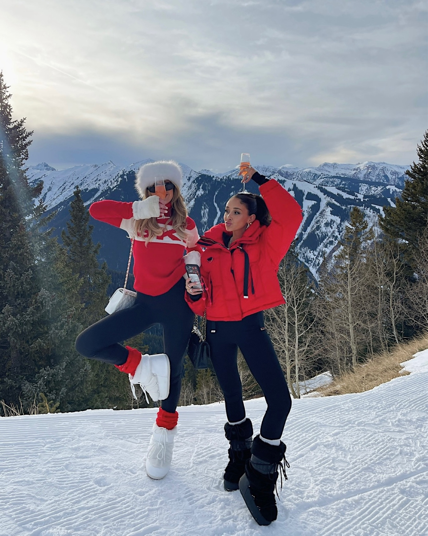 bestie ski outfits with pops of red for winter ❤️🍷❤️🍷

#LTKSeasonal #LTKshoecrush #LTKsalealert