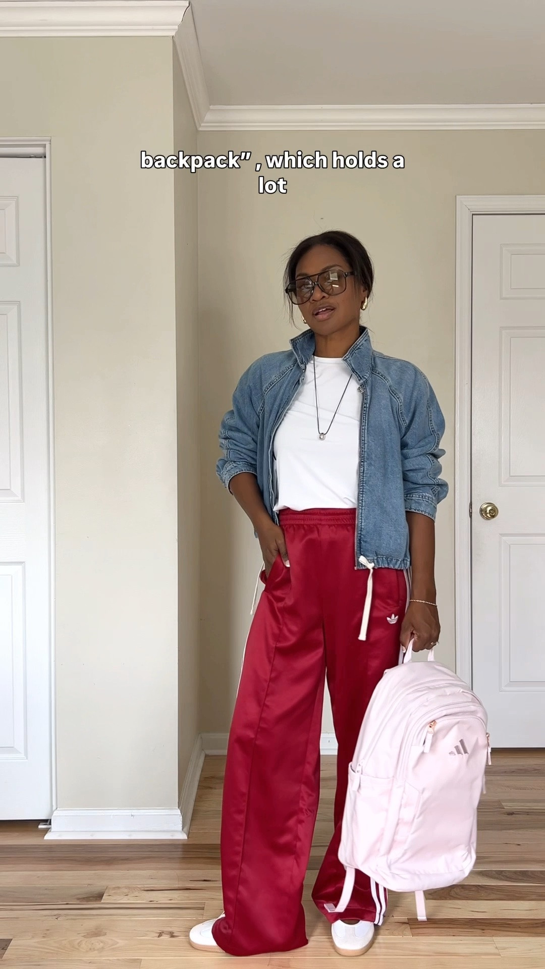 Wearing head to toe @adidas. I wear a size small in the Running Climacool Iconic T-shirt and the Satin Loose Track pants. I recommend sizing ½ down in the Samba Janes. The Amplifier backpack 
comes in other colors as well. @adidas #createdwithadidas #adidaspartner

#LTKgrwm #LTKootd #LTKOver40