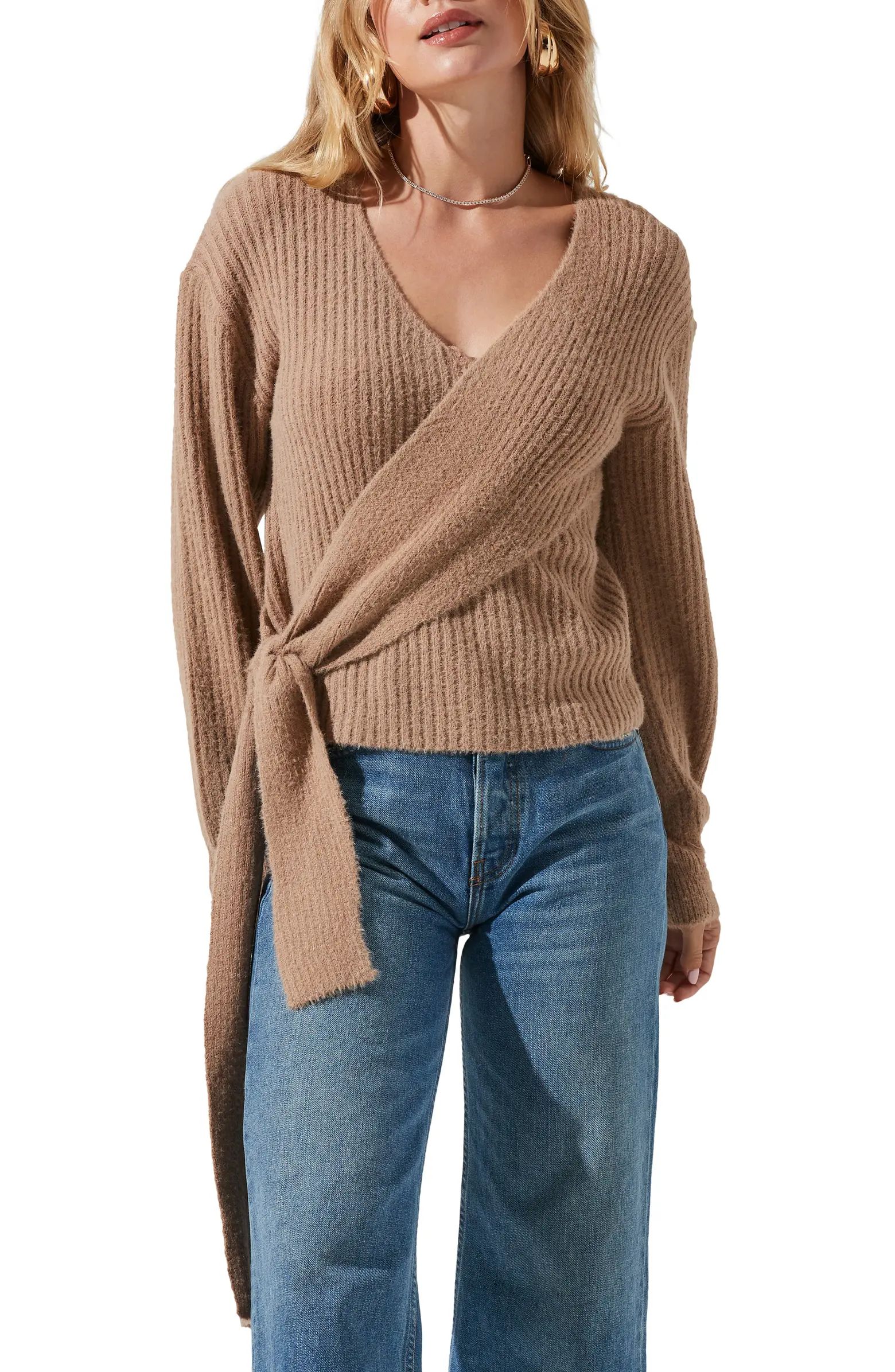 Ribbed Wrap Front Sweater | Nordstrom