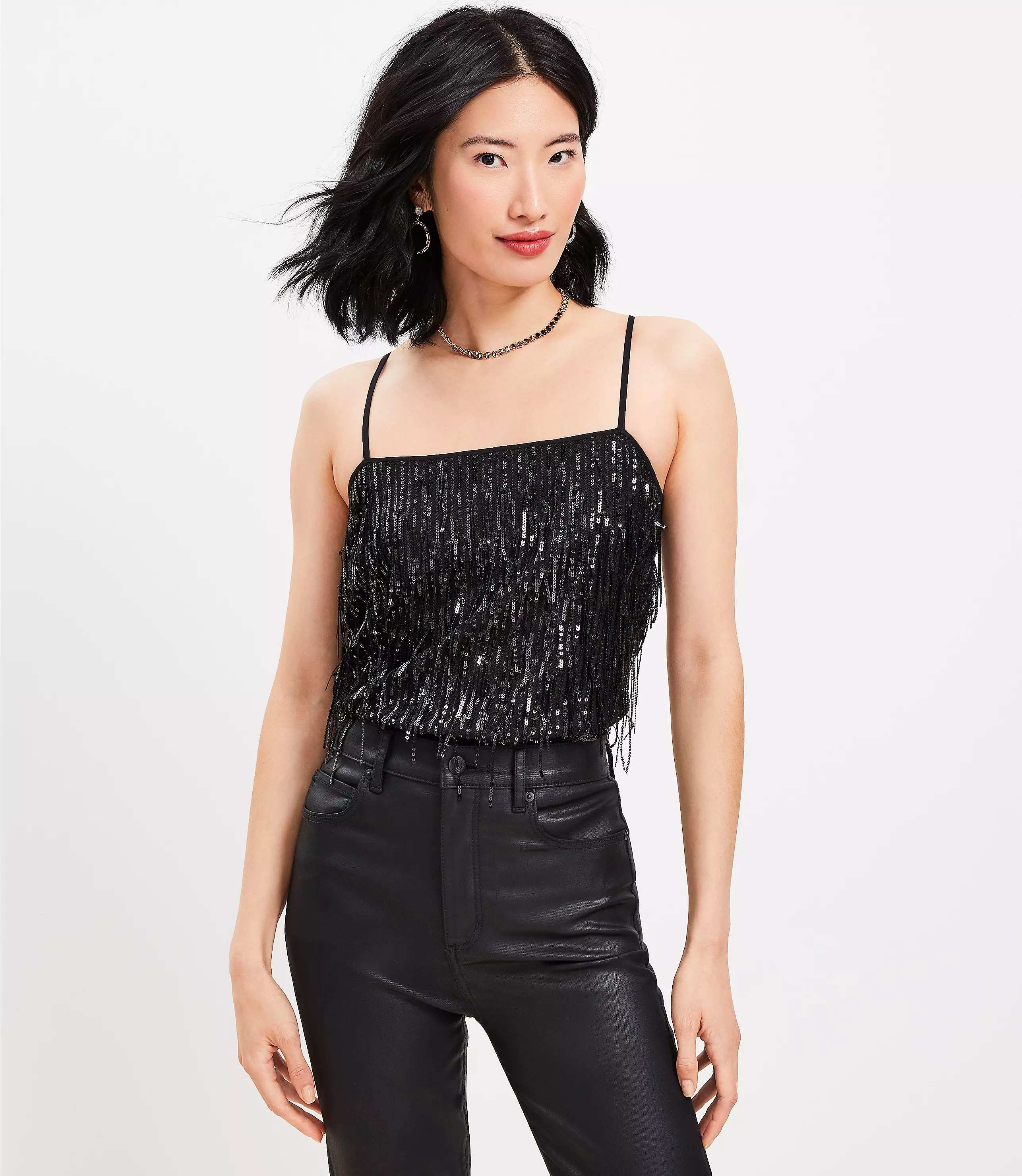 Sequin Square Neck Cami | LOFT
