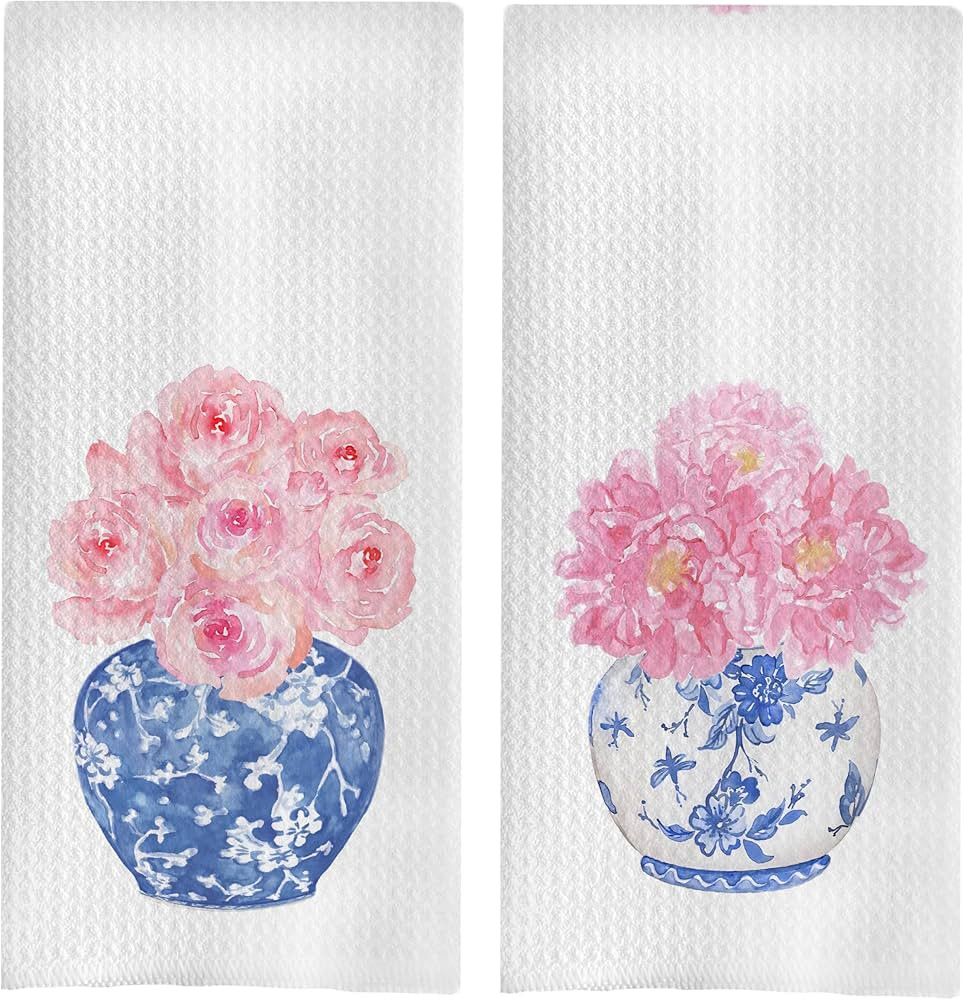 Chinoiserie Vase Dish Towel - Chinoiserie Kitchen Towels, 16 X 24 Inch Chinoiserie Tea Towels for... | Amazon (US)