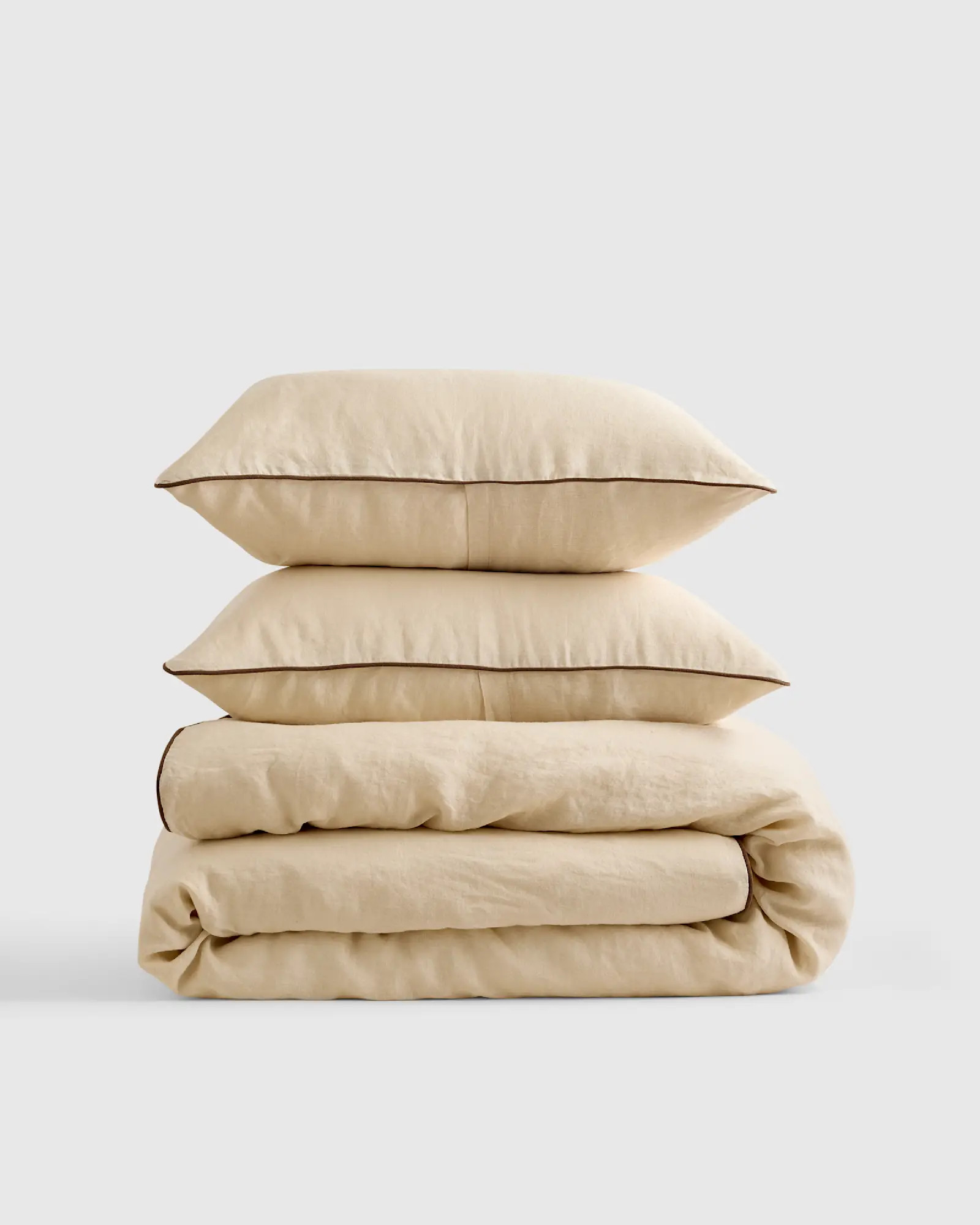European Linen Piped Duvet Cover Set | Quince