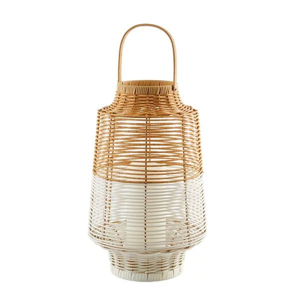 Better Homes & Gardens Decorative Natural & White Woven Battery Operated Large Outdoor Lantern wi... | Walmart (US)