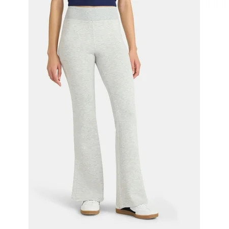 No Boundaries Flare Pants with Ribbed Waistband, Women's | Walmart (US)