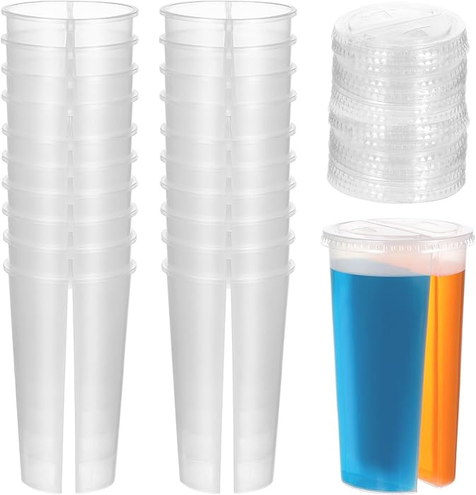 Gatuida 20pcs Double Grid Disposable Plastic Cup, Creative Thickened Drink PP Couple Sharing Cup,... | Amazon (US)