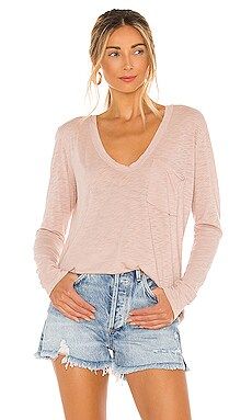 Free People Betty Long Sleeve Tee in Misty Pink from Revolve.com | Revolve Clothing (Global)