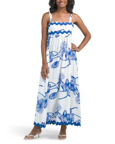 Linen Blend Ric Rac Trim Maxi Dress | TJ Maxx