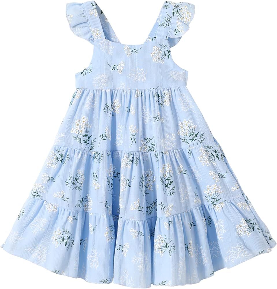 YOUNGER TREE Toddler Girl Outfits Baby Ruffled Sleeveless Princess Dresses Tutu Skirt Summer Slee... | Amazon (US)