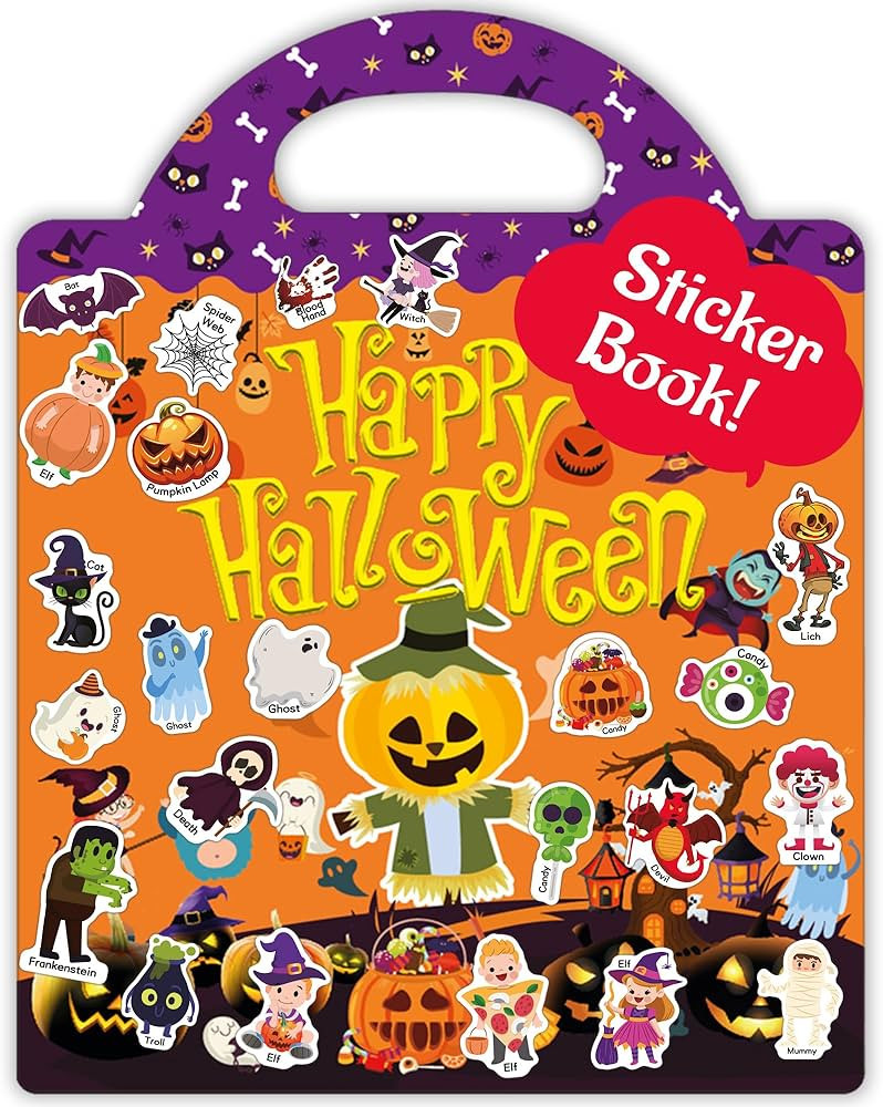Halloween Sticker Books for Kids, Halloween Gifts Reusable Sticker Books for Toddlers 1-3, 2-4, H... | Amazon (US)
