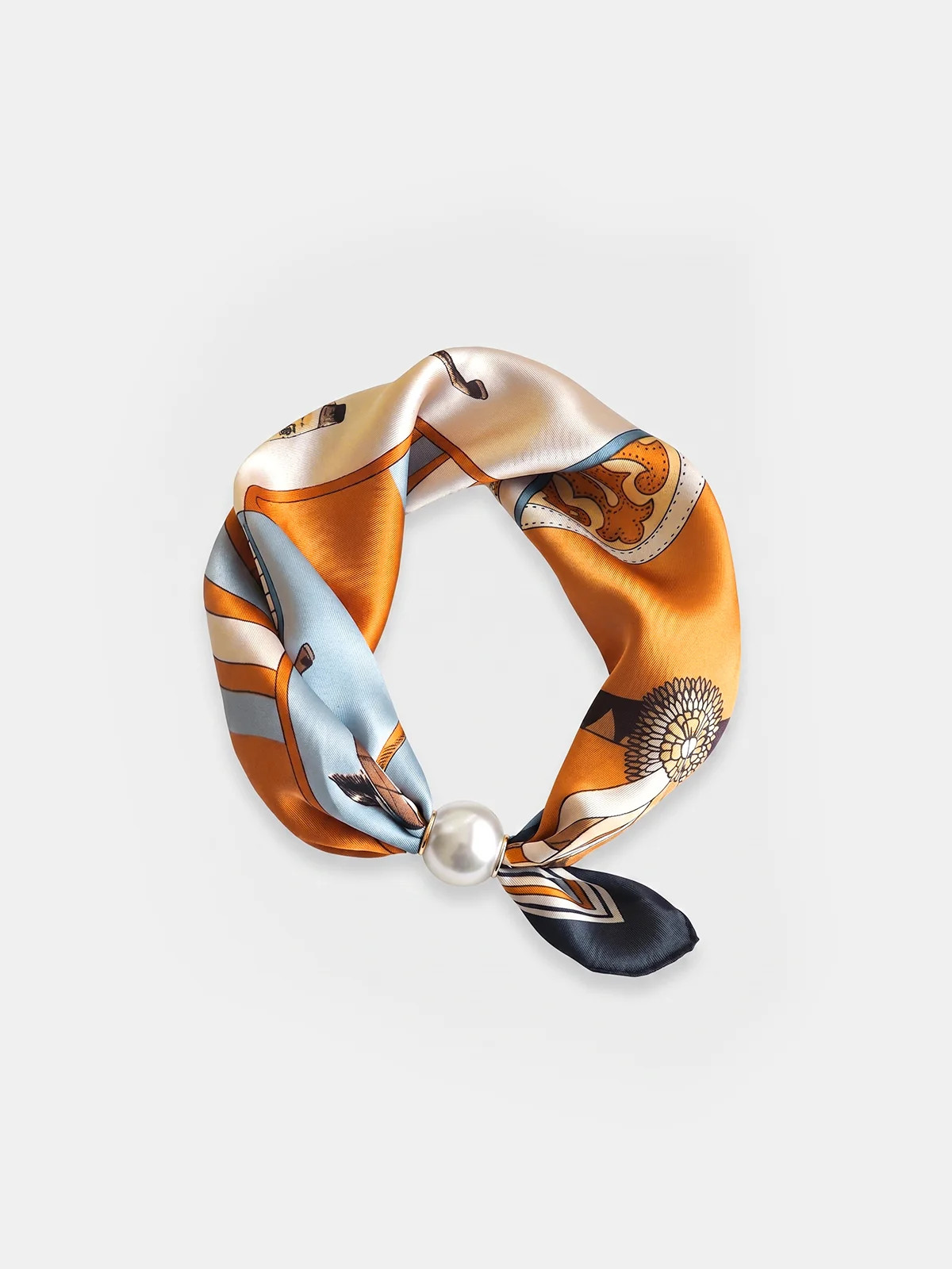 Pearl Buckle Printed Scarf | Commense