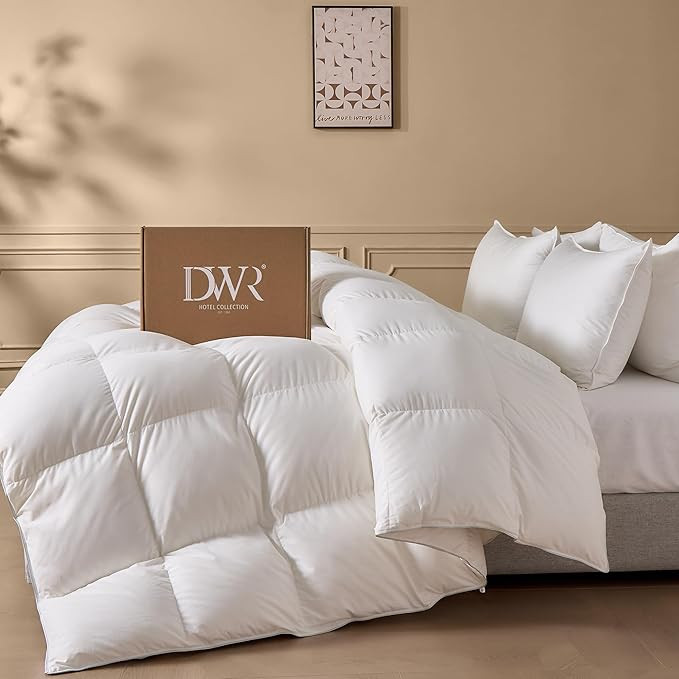DWR Goose Feather Down Fiber Comforter King Size, Fluffy White Duvet Insert, Buttery-Soft and Bre... | Amazon (US)