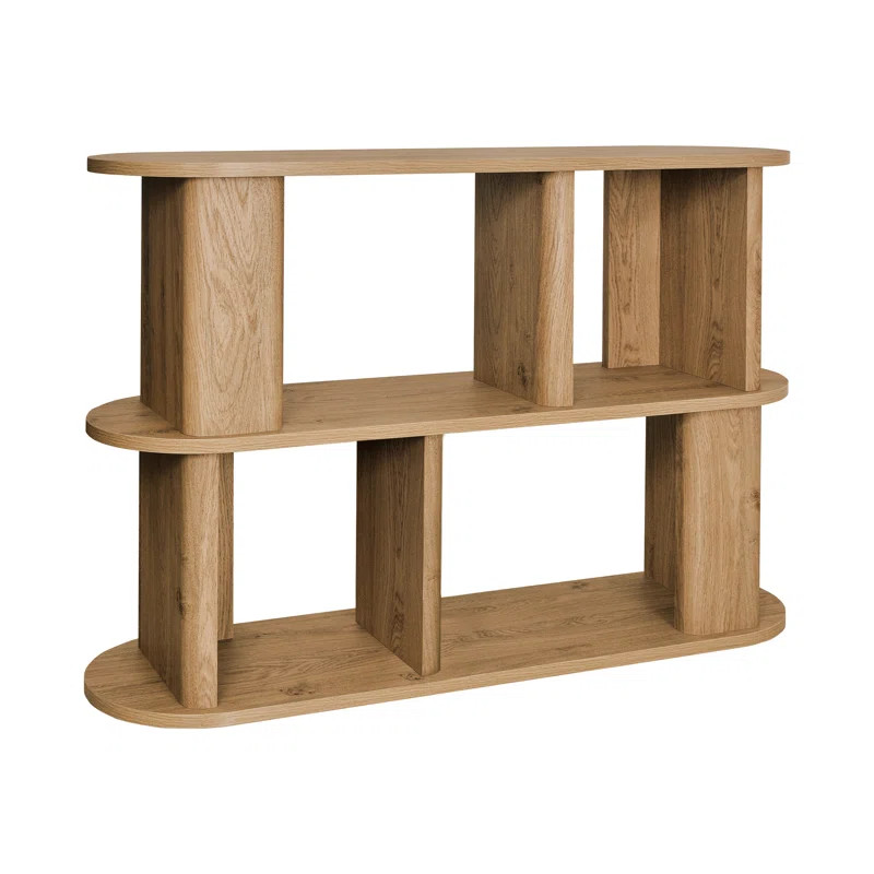 Loon Peak Janarius Low Oak Wood Effect Bookcase with Compact 2-Shelf Design for Living Room | Wayfair North America