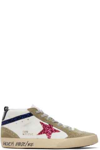 Taupe & White Mid Star Sneakers | SSENSE