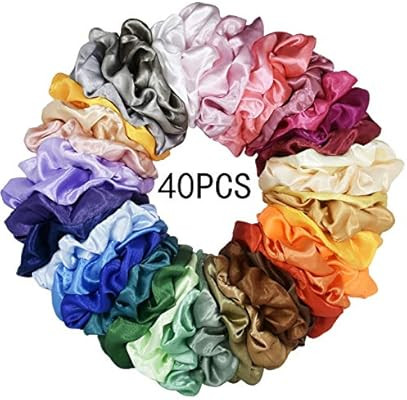 Mcupper 40 Pcs Hair Silk Scrunchies Satin Elastic Hair Bands Scrunchy Hair Ties Ropes Scrunchie f... | Amazon (US)