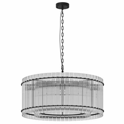 37" Modern Black Round Chandelier,2-Tier 8-Light Water Ripple Crystal Glass Chandeliers,for Dining Room,Living Room,Bedroom,High Ceiling,Foyer Entrywa | Wayfair North America