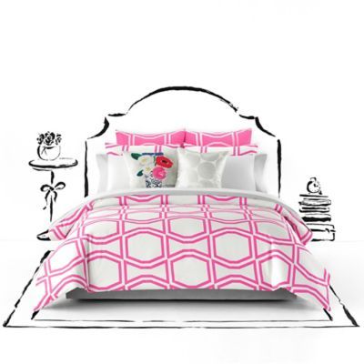 kate spade new york Bow Tile King Comforter Set in Pink | Bed Bath & Beyond