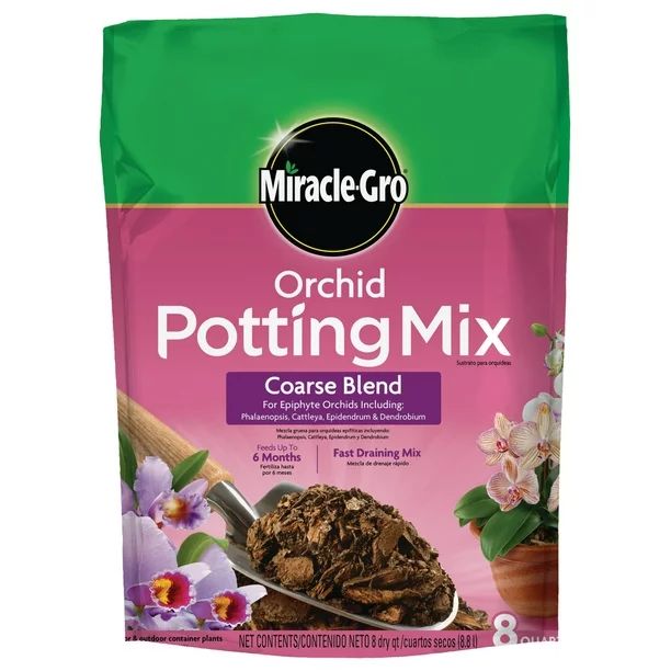 Miracle-Gro Orchid Potting Mix Coarse Blend, 8 qt., Feeds Up To 6 Months | Walmart (US)