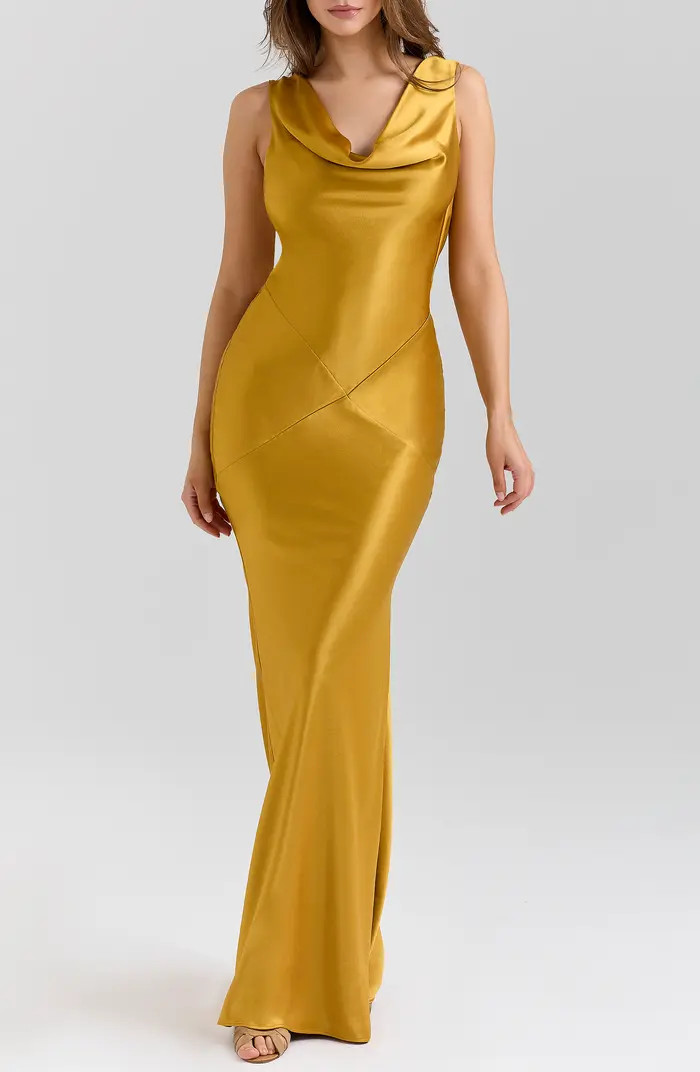 Safaira Cowl Neck Satin Gown | Nordstrom