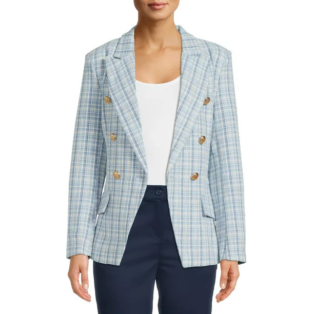 Attitude Unknown Women's Metallic Button Blazer | Walmart (US)