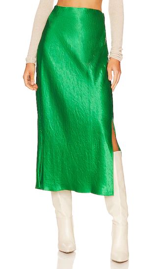 Side Slit Slip Skirt in Emerald | Revolve Clothing (Global)