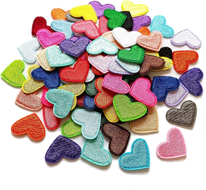 90pcs Heart Iron on Patches, Colorful Mini Heart Patches Embroidered Patch Applique Embellishment... | Amazon (US)