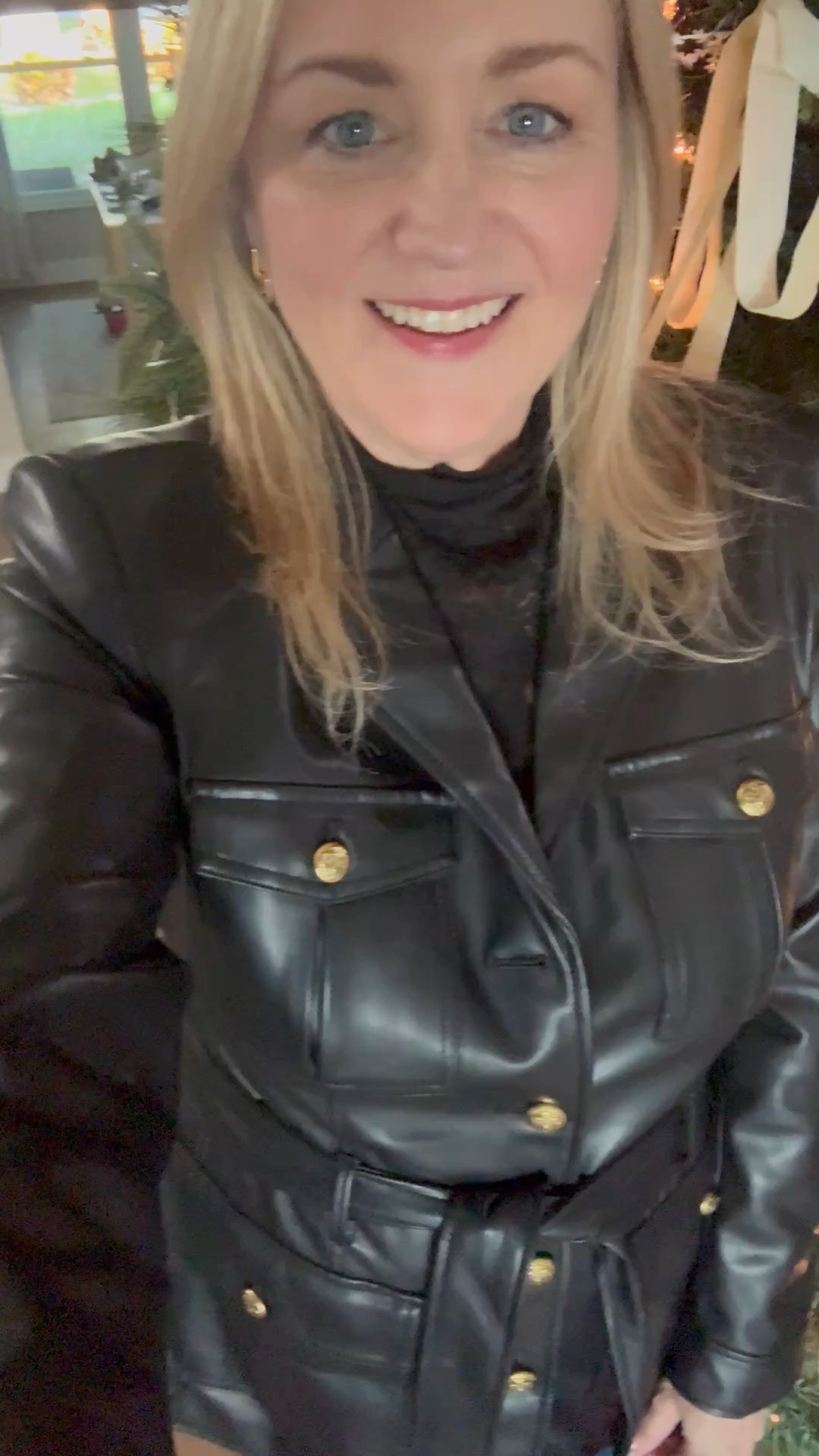 Cute winter outfit, faux leather jacket 

#LTKootd #LTKMidsize #LTKOver40