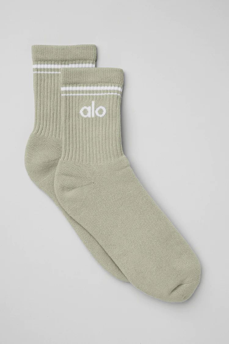 Unisex Half-Crew Throwback Sock - Gravel/White | Alo Yoga