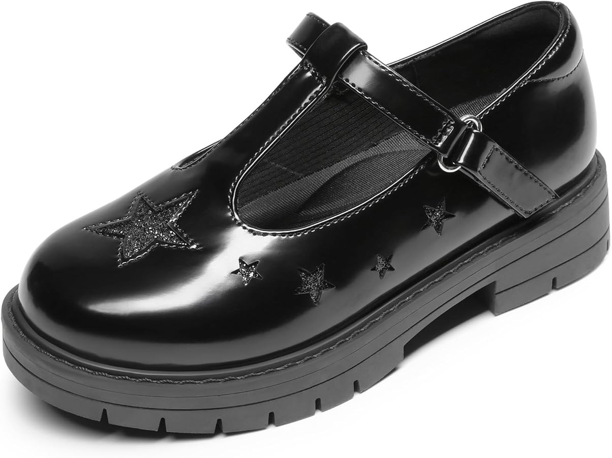 DREAM PAIRS Girls Mary Jane Chunky Platform T-Strap Oxfords Loafers Star Dress Shoes | Amazon (US)