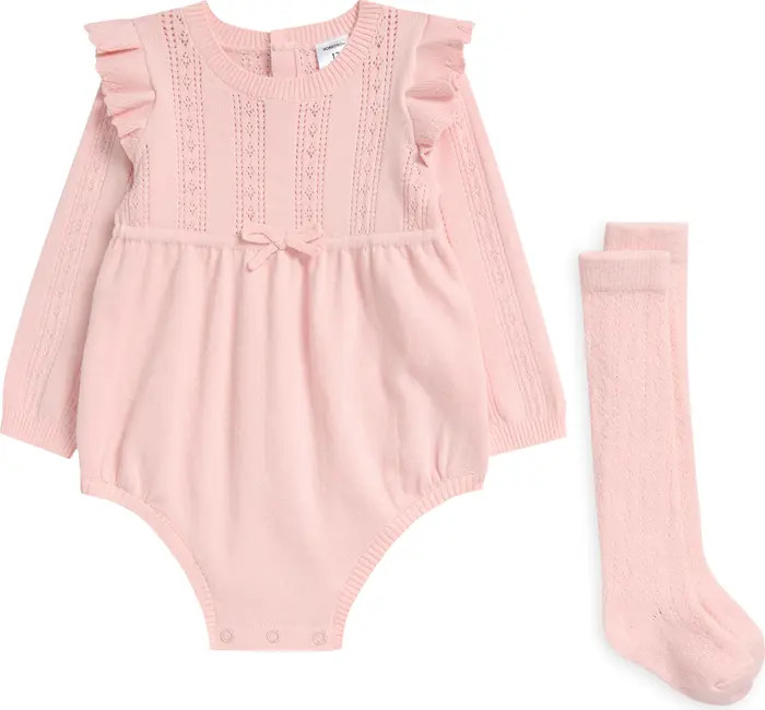 Nordstrom Pointelle Long Sleeve Sweater Romper & Socks Set | Nordstrom | Nordstrom
