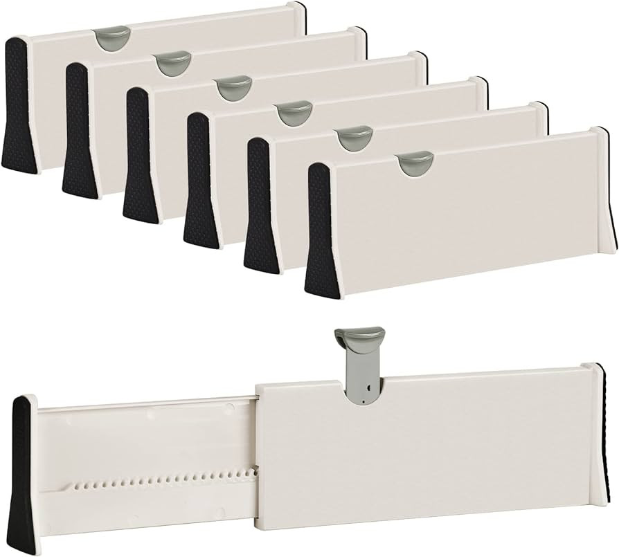 JONYJ Drawer Dividers Organizer 6 Pack, Adjustable Separators 4" High Expandable from 11-17" for ... | Amazon (US)