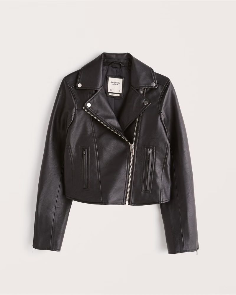 Women's Vegan Leather Moto Jacket | Women's New Arrivals | Abercrombie.com | Abercrombie & Fitch (US)