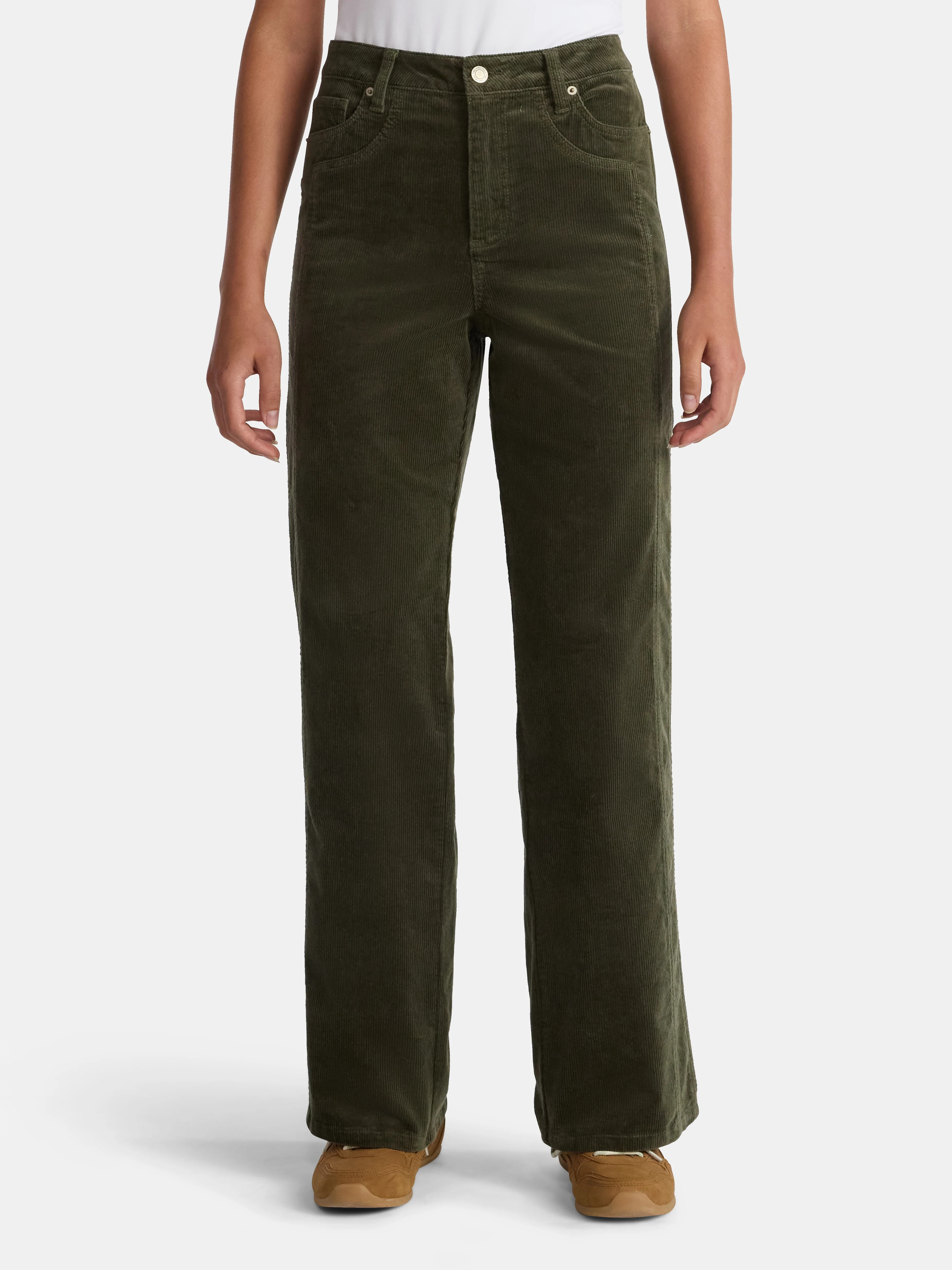 Time and Tru Women's and Women's Plus Corduroy Seamed Wide Leg Pants, 31" Inseam, Sizes 2-22 - Wa... | Walmart (US)