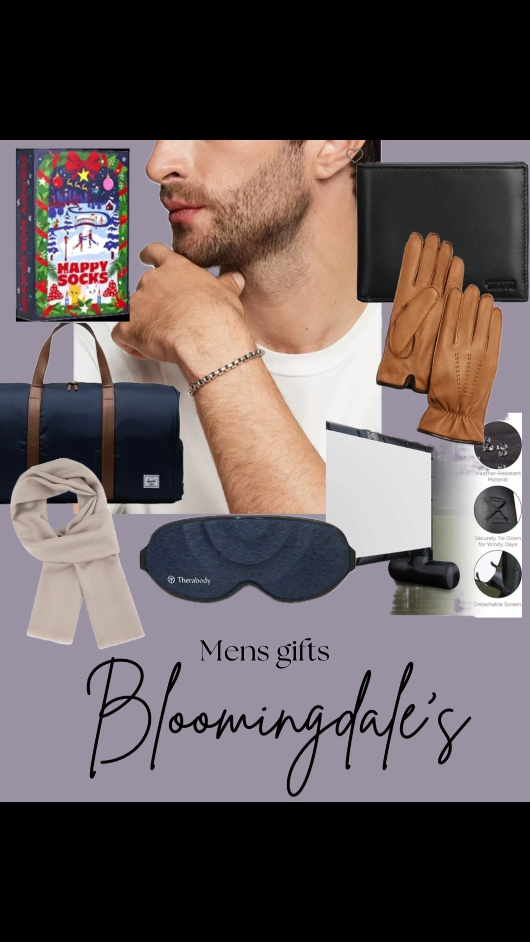 Men’s gifts on sale at Bloomingdale’s. Need the right gift for your guy this season? Therapy sleep mask, inflatable outdoor screen, David Yurman, Tumi wallet, Duffle bag, happy socks. Gift guide / holiday shopping / gift for him / men’s gifts / sale items 

#LTKMens #LTKGiftGuide #LTKSaleAlert