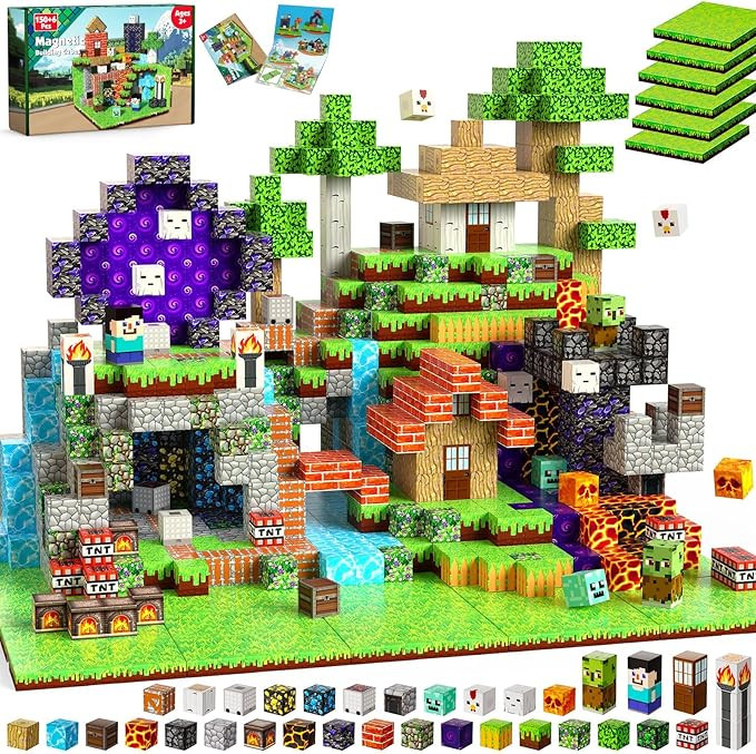 150 PCS Magnetic Blocks - Magnetic Building Block with 6 Baseplate, Stacking Magnets for Kids, Se... | Amazon (US)