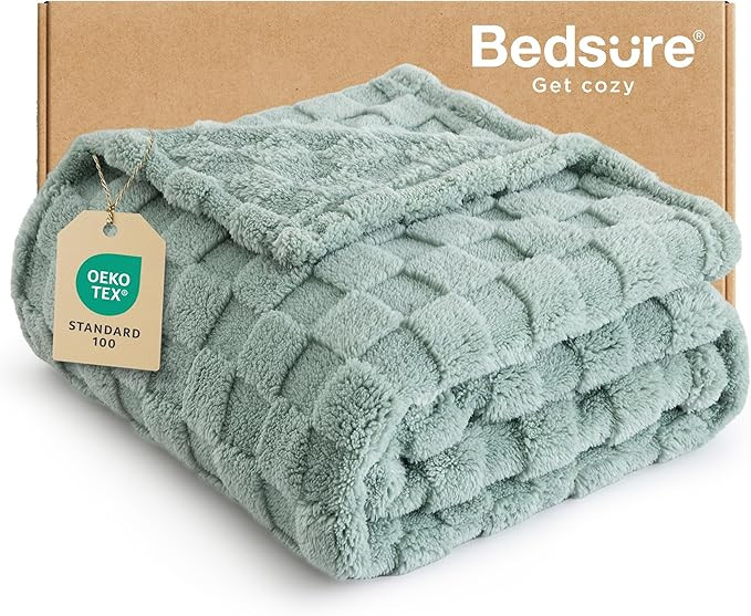 Bedsure GentleSoft Sage Green Throw Blanket for Couch - Checkered Fleece Blankets Gifts for Women... | Amazon (US)