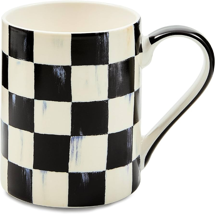 MACKENZIE-CHILDS Porcelain Mug, Tea and Coffee Mug, Black-and-White Courtly Check | Amazon (US)