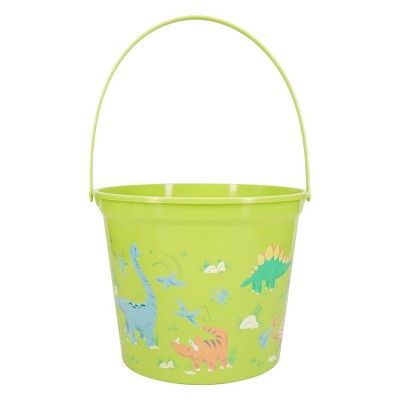 7.5"x9.5" Round Plastic Decorative Easter Bucket Dino Print - Spritz™ | Target